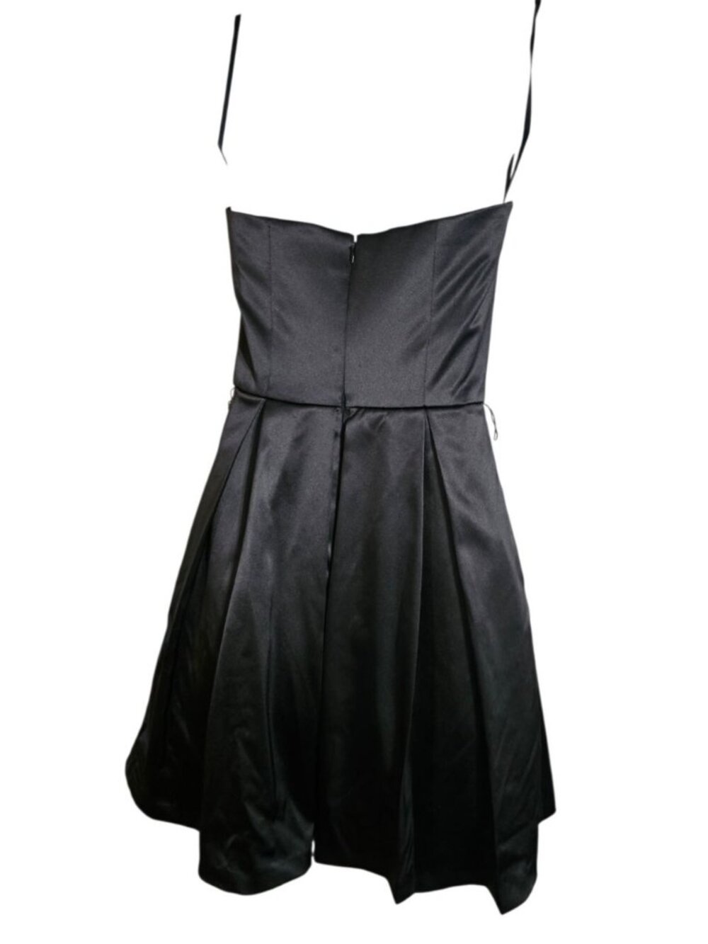 White House Black Market Women 0 Dress Black Poly Satin Cocktail Luxury Party - Picture 3 of 8